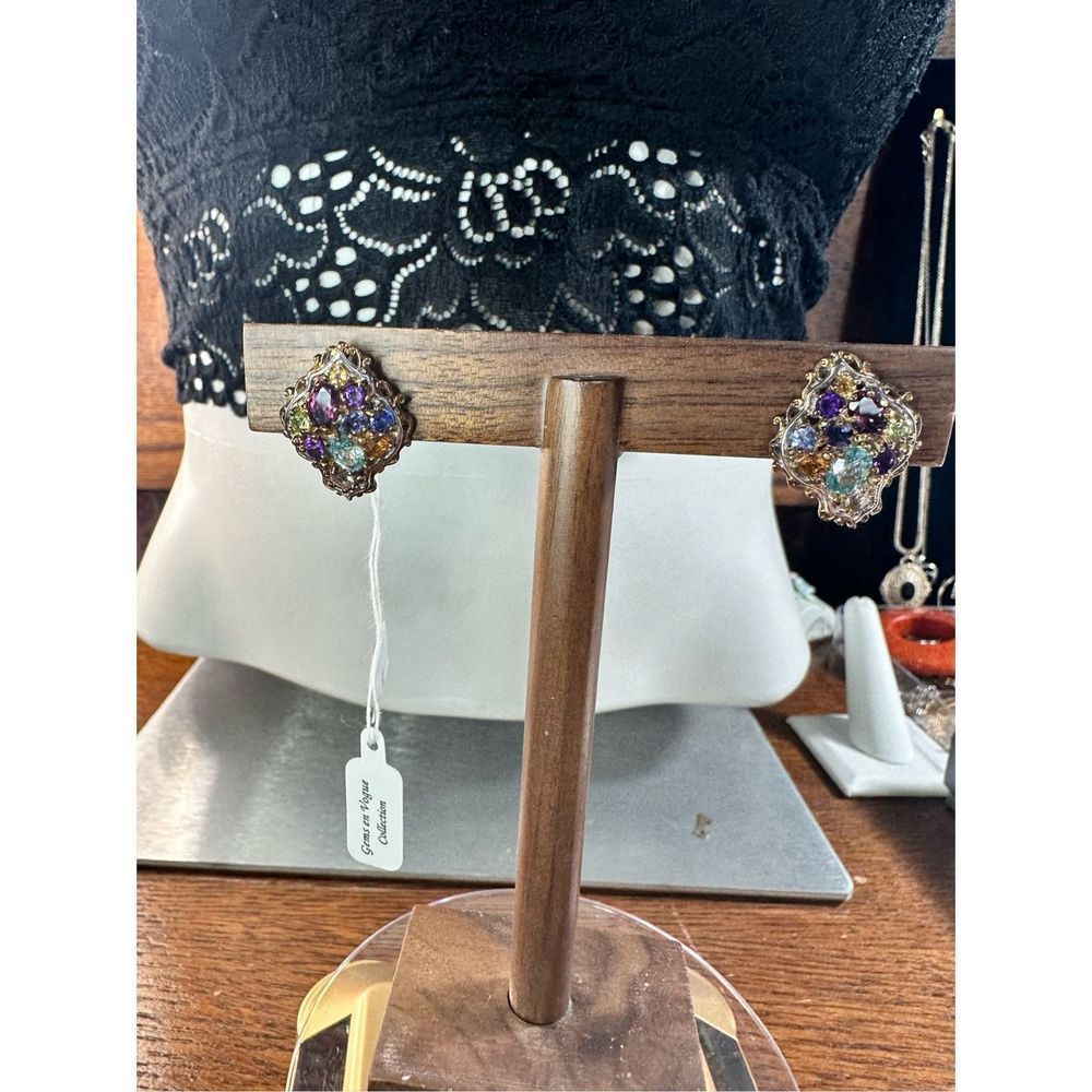 Sterling Silver “Jardin De Bijoux” Multi Gem Earrings